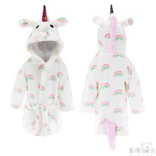 FBR30: Rainbow Unicorn Hooded Robe (0-6 Months)